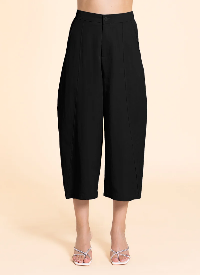 SHAPES CURVED LINEN BLEND TROUSERS
