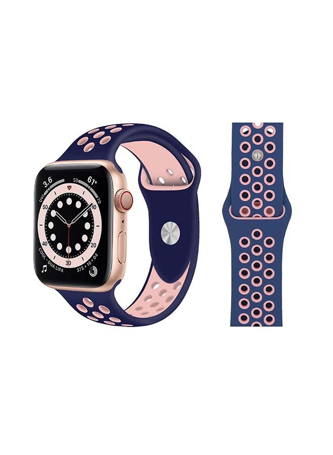 Perfii Silicone Replacement Band For Apple Watch Series 6/SE/5/4/3/2/1 Ocear Blue Pink