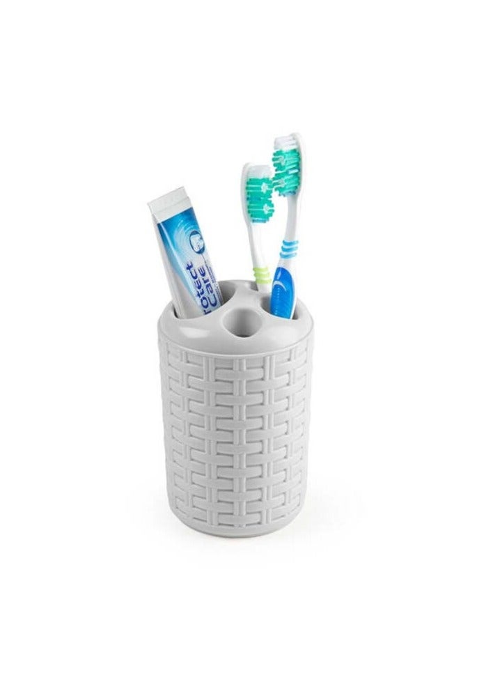Plastic Forte Rattan Toothbrush Holder, White - Image 1
