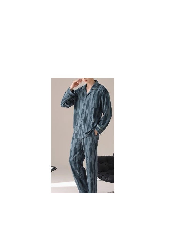 MIIOW - Cotton Pajamas Men's Oversized Loose Long Sleeved High-End Home Suit Set - Image 1