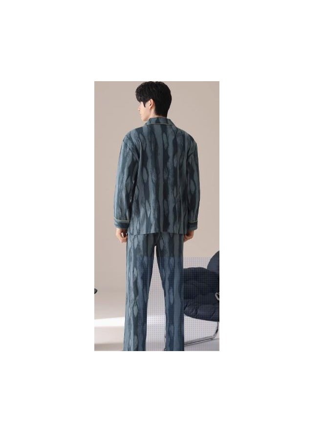 MIIOW - Cotton Pajamas Men's Oversized Loose Long Sleeved High-End Home Suit Set - Image 1