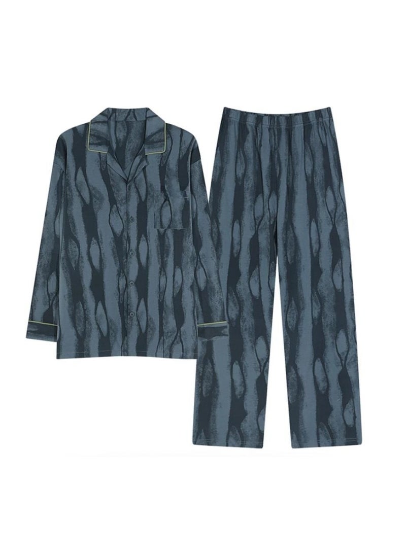 MIIOW - Cotton Pajamas Men's Oversized Loose Long Sleeved High-End Home Suit Set - Image 1