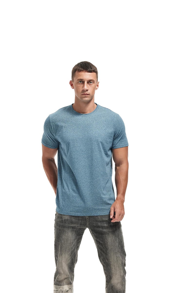 VEIISAR Crew Neck Tees Premium Men's T-Shirts - Soft and Fit Mens T-Shirt - Casual Stylish Tee for Men Dark Blue XL - Image 2