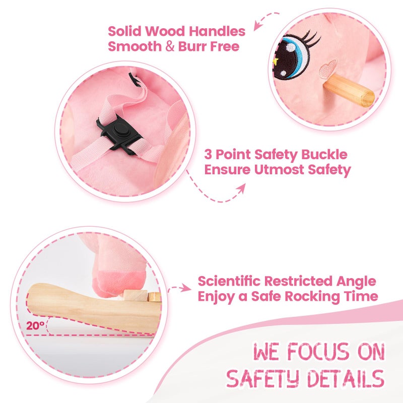 FUNLIO Unicorn Baby Rocking Horse, Pink Fairy Unicorn Rocking Horse for Toddlers 6 Months to 3 Years, Stuffed Ride-on Animal Rocker, Easy to Assemble, CPC & CE Certified - Image 4