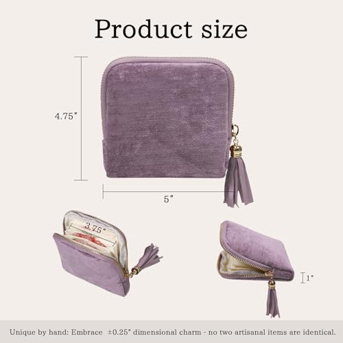 Stratalife Travel Jewelry Case - Portable Jewelry Organizer for Traveling Small Pouches for Bracelets Necklace Bangles Healing Crystal, Ring Storage with Zipper Gift for Women, Purple Tassel - Image 4