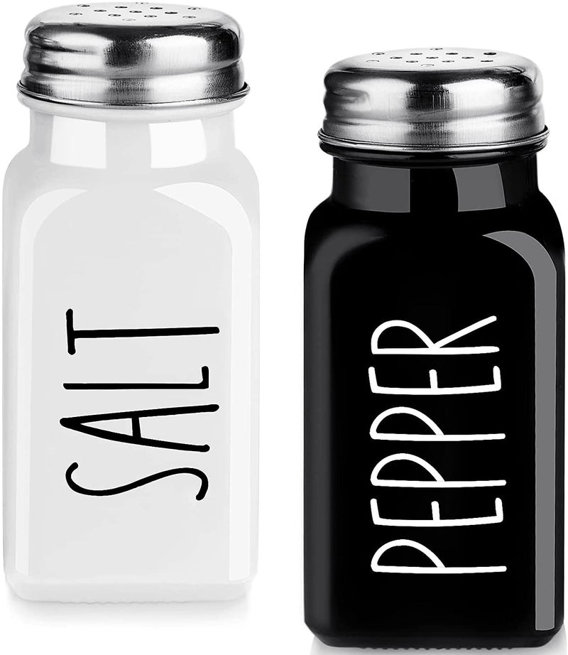 Salt and Pepper Shakers Set Dopeca 27oz Glass Salt Shaker with Stainless Steel Lid Black and White Modern Kitchen Decor and Accessories Cute Salt and Pepper Set for Kitchen or Restaurant