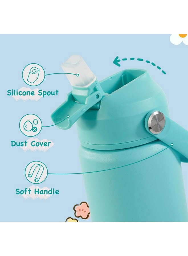 Kerilyn 12oz Kids Water Bottle, Stainless Steel Insulated Water Bottle for Kids, Toddler Cup With Straws Leak-proof, Toddler Water Bottles for School Boys Girls, BPA Free, Green - Image 3