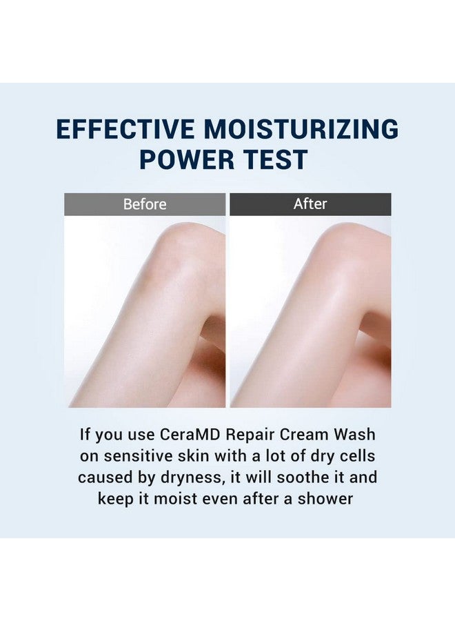derma b Derma B CeraMD Repair Cream Wash, Unscented Fragrance Free Creamy Face & Body Cleanser for Dry Sensitive Itchy Skin, Deep Moisture Paraben-Free Body Wash, Cream to Foam Cleanser, 13.5 Fl. Oz., 400ml  - Image 4