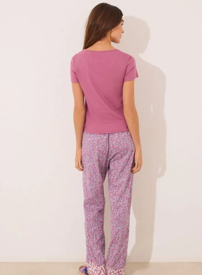 women'secret Pink cotton short sleeve sleeved pyjamas