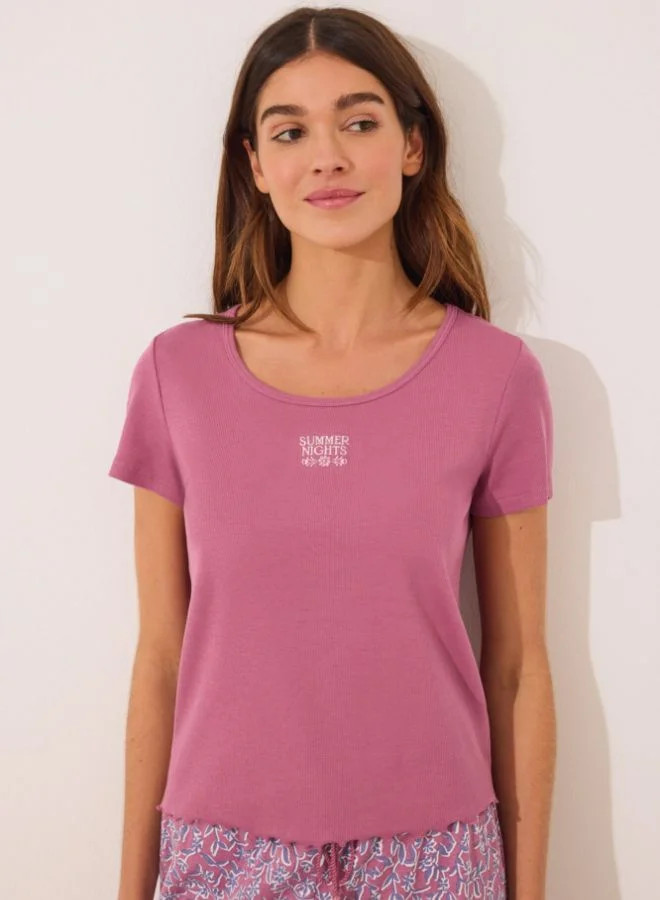 women'secret Pink cotton short sleeve sleeved pyjamas