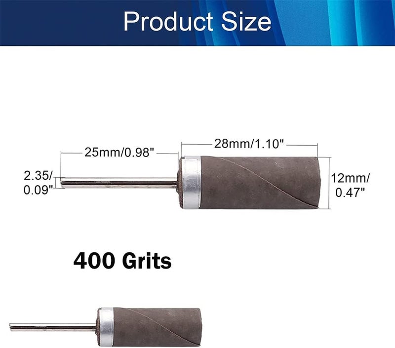 Utoolmart Sandpaper Sticks Cylinder Abrasive Polishing Grinding Mounted Point 400 Grits 2 Pcs - Image 2