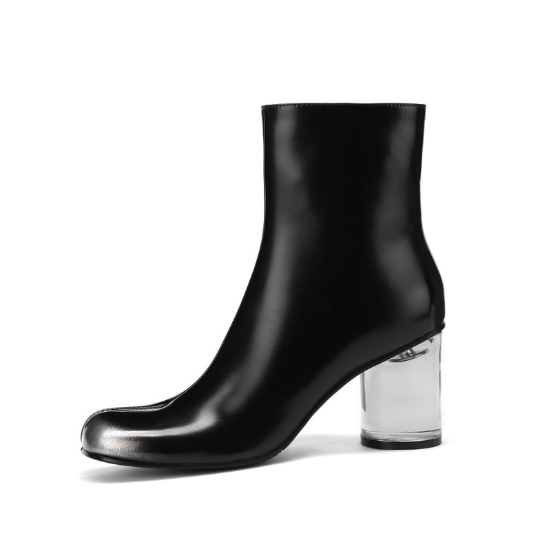 Cuctos Split Toe Women Clear Block Heels Ankle Boots Chunky High Heels Booties Tabi Zipper Side Short Boots - Image 3