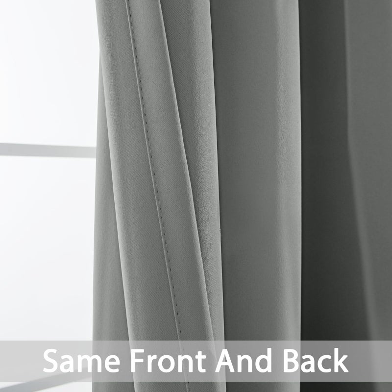 Yakamok Yakamok Dove Grey Room Darking 90 Inch Length 2 Panel Sets for Livingroom Dining Room Darkening Thermal Insulated Bay Window Hotel Modern Elegant Black Out Sunblock Curtins/Bedroom 52 x 90 Inches  - Image 4