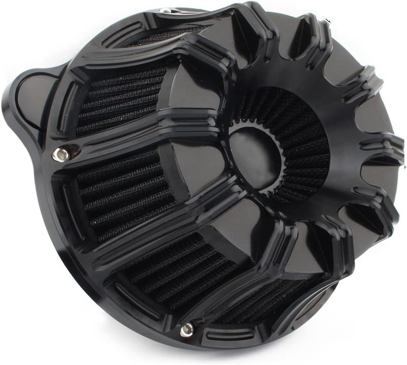 DEMULAX Black CNC Intake Air Filter for Harley Motorcycles - Image 1
