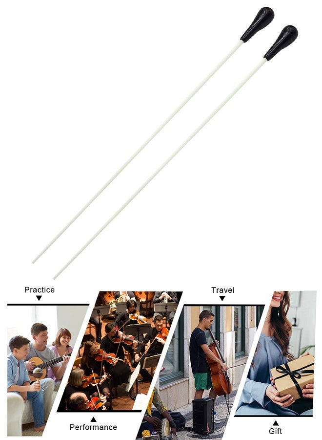 2 Pcs 15" Conducting Baton, Pear Shaped ABS Handle, Black - Image 1