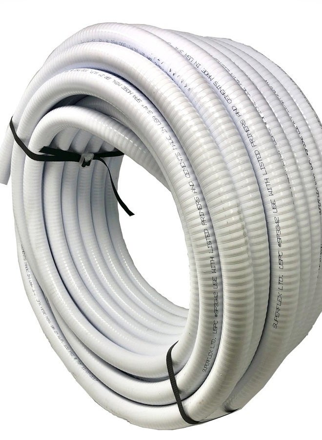 Sealproof 2" Dia Flexible PVC Pipe, Pool and Spa Hose Tubing, Made In USA, Schedule 40 2-Inch, 50 FT, White - Image 1