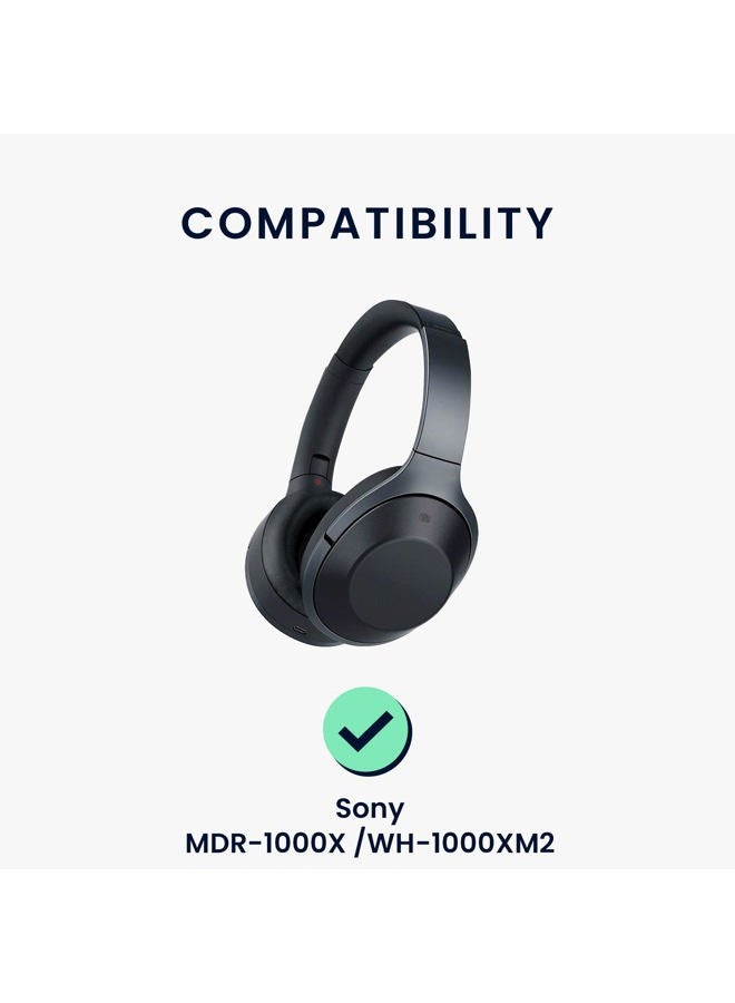 kwmobile 2X Earpads for Sony MDR-1000X / WH-1000XM2 - PU Leather Replacement Ear Pads for Over-Ear Headphones - Black - Image 2