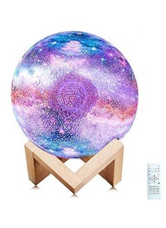 Portable Quran speaker LED night light, 16-color 3D printing LED Galaxy Moon light, Bluetooth, Micro SD remote control speaker, Quran chanting, FM radio (ELT-GLOBE-02)
