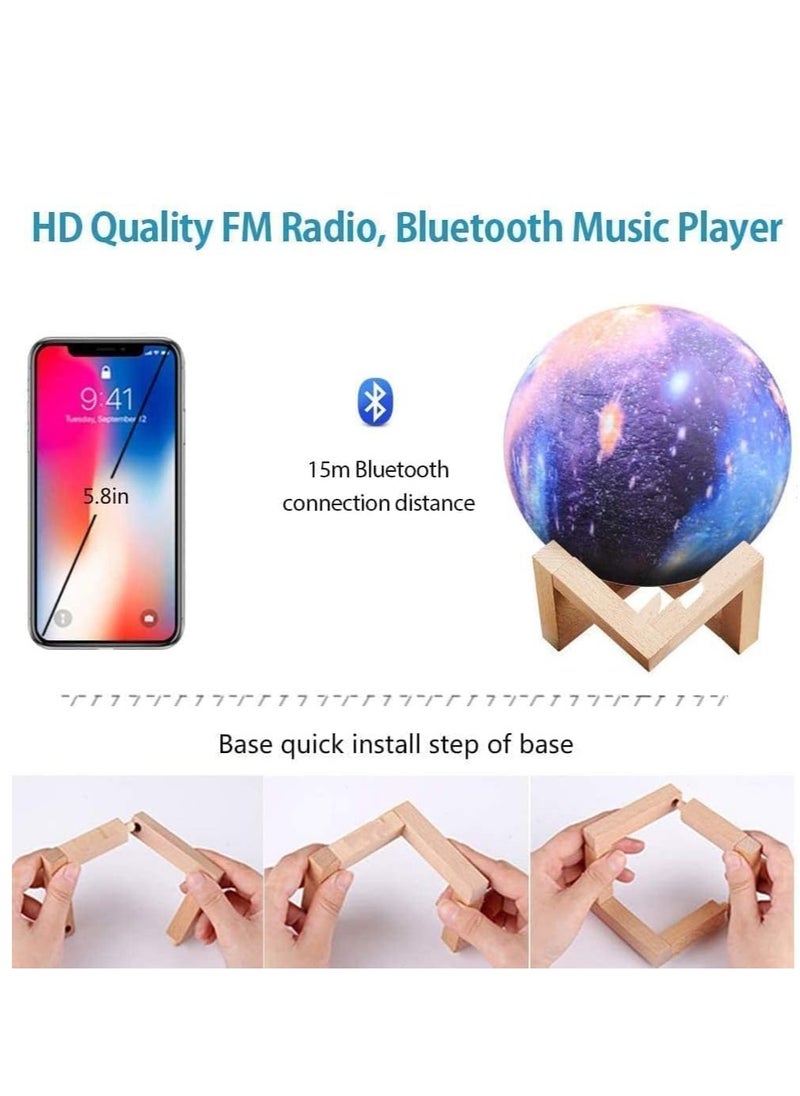 ELTRAZONE - Portable Quran speaker LED night light, 16-color 3D printing LED Galaxy Moon light, Bluetooth, Micro SD remote control speaker, Quran chanting, FM radio (ELT-GLOBE-02) - Image 1