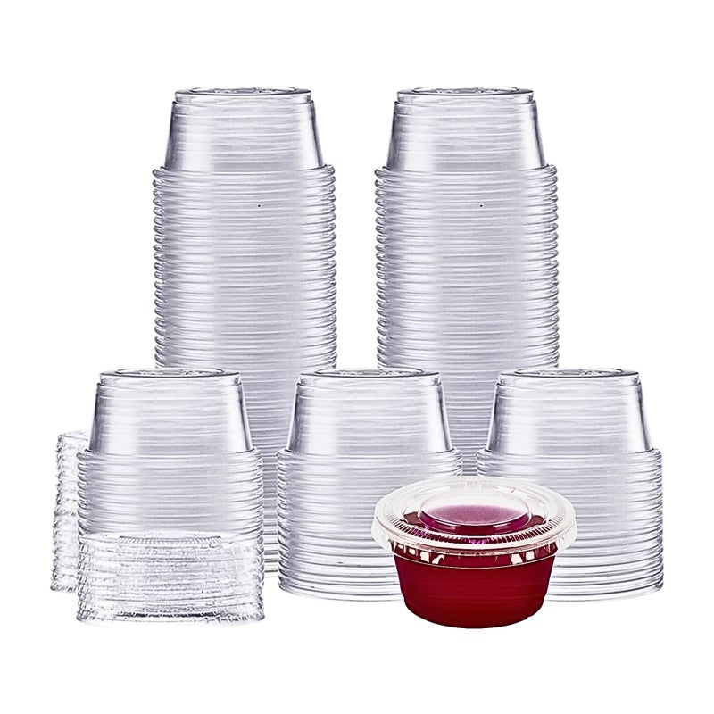 Green Direct Green Direct 2 oz. Disposable Small Plastic Containers with Lids - Portion Condiment Containers for Jello Shots  Sauces  Dressings & Meal Prep  Pack of 200  - Image 1