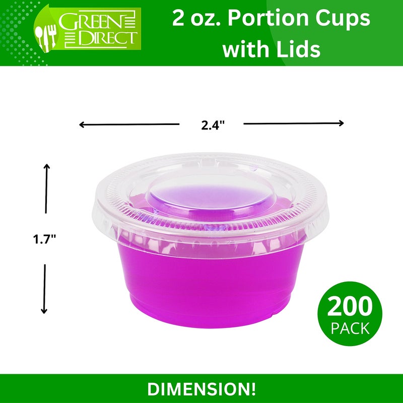 Green Direct Green Direct 2 oz. Disposable Small Plastic Containers with Lids - Portion Condiment Containers for Jello Shots  Sauces  Dressings & Meal Prep  Pack of 200  - Image 2