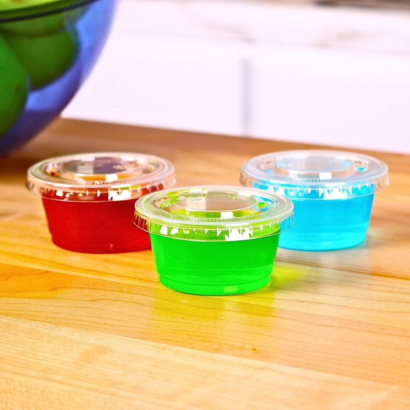 Green Direct Green Direct 2 oz. Disposable Small Plastic Containers with Lids - Portion Condiment Containers for Jello Shots  Sauces  Dressings & Meal Prep  Pack of 200  - Image 3