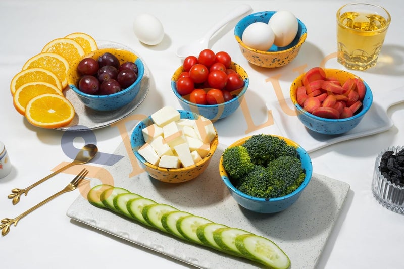 P Plus Fire Hand Painted Ceramic Bowl Microwave Dishwasher Safe Perfect for Salad Party Fruit Bowl Cereal Bowl Pasta Noodle Rice 150 Ml 10 CM Great Housewarming Gift Multi 6 Pc - Image 4