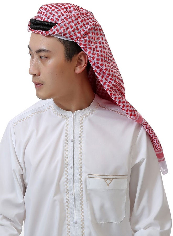 وهاواي Head Wrap Scarf Arabic Turban Tactical Desert Neck Headwear Wrap for Men Women, Arab Scarf in Red Check 140X140cm - Image 1