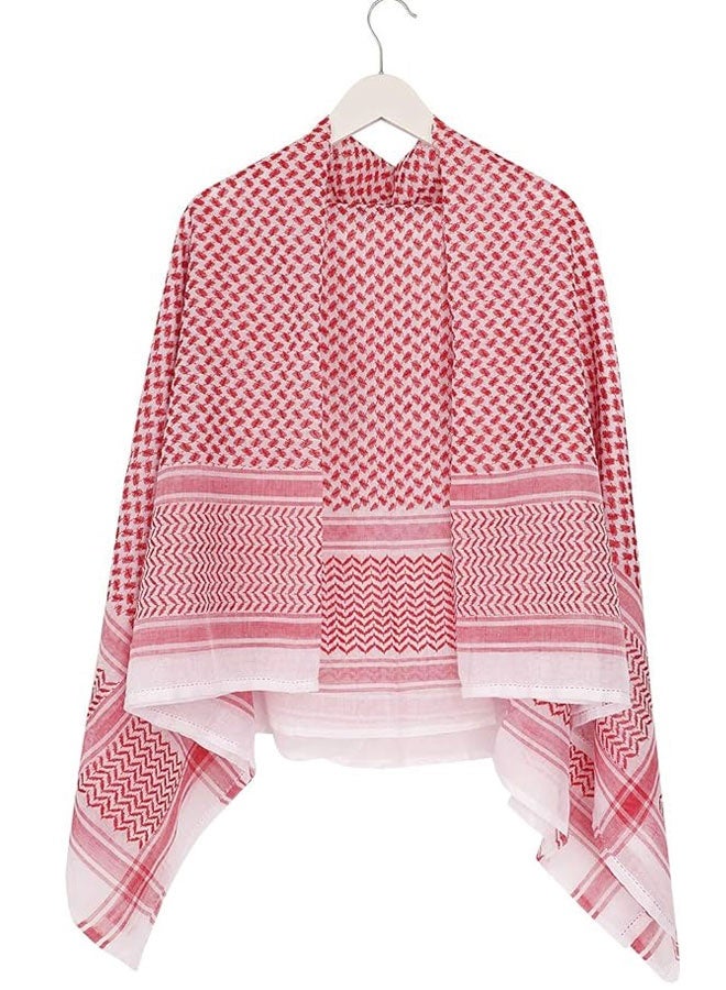 وهاواي Head Wrap Scarf Arabic Turban Tactical Desert Neck Headwear Wrap for Men Women, Arab Scarf in Red Check 140X140cm - Image 4