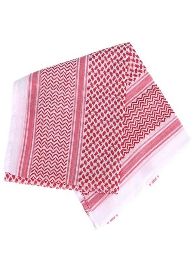 وهاواي Head Wrap Scarf Arabic Turban Tactical Desert Neck Headwear Wrap for Men Women, Arab Scarf in Red Check 140X140cm - Image 3