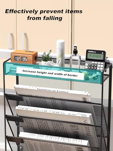 ZNMYDMT 5 Tier Mesh Wall File Organizer3 Pockets vertical Mount Hanging Organizer with TopBottom Tray 2 Hooks Wall Mount Door Hanging for Office Home - Image 3