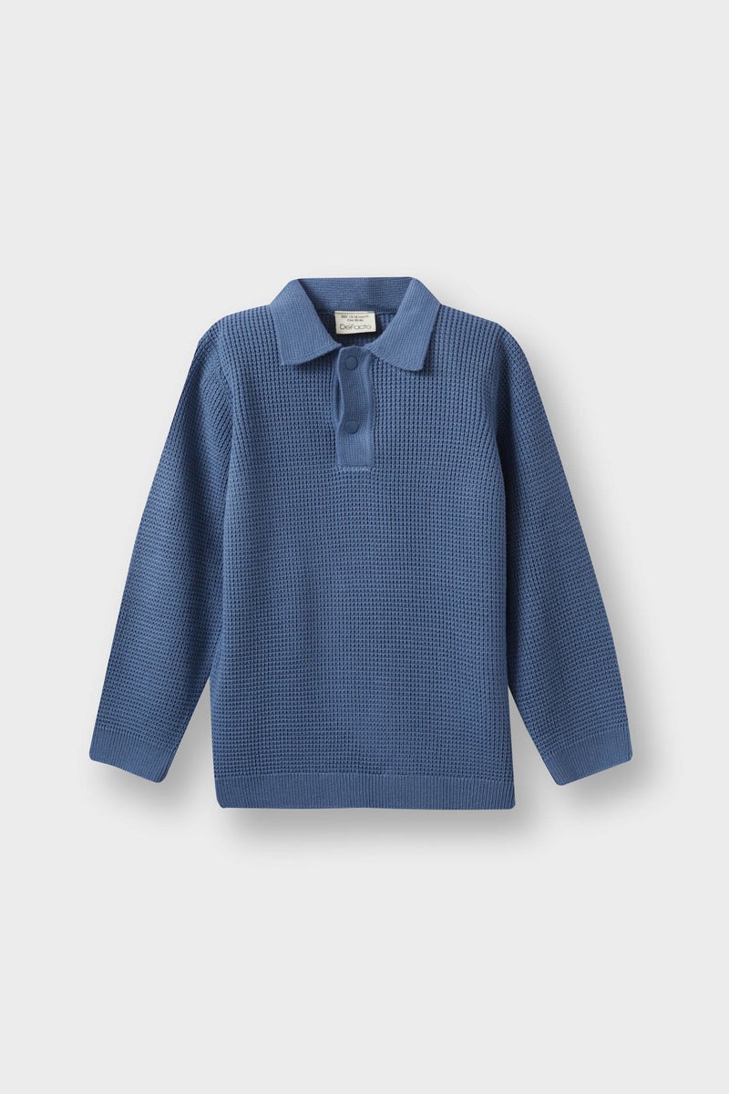 ديفاكتو بلوفر تريكو بيبي اولادي قصة عادية وياقة بولو - Image 1