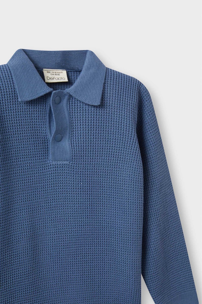 ديفاكتو بلوفر تريكو بيبي اولادي قصة عادية وياقة بولو - Image 4