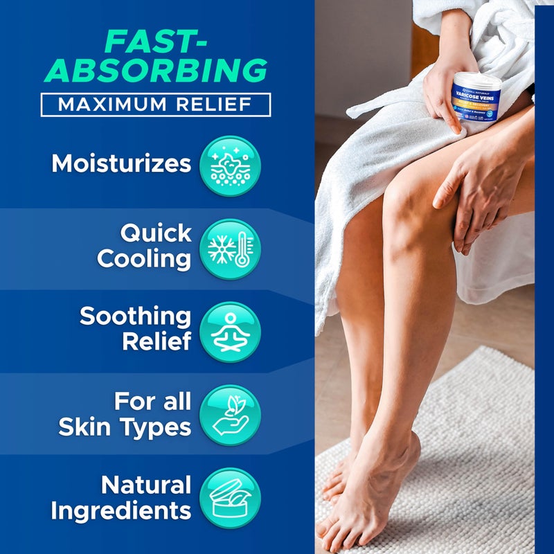 OWELL NATURALS Varicose & Spider Vein Leg Cream 2oz with Vitamin E - Maximum Strength All Natural Formula, Fast Acting Discomfort Reliever for Joint, Muscle, Knee (1 Pack) - Image 3