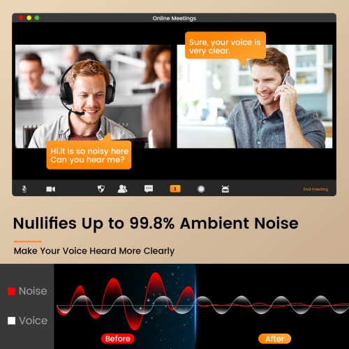 EKSA Wireless Headset with Mic for Work Bluetooth 50 Headset with AIPowered Noise Cancelling Microphone Bluetooth Wireless Headphones with Mic for WorkPCLaptopComputerOfficeZoom - Image 3