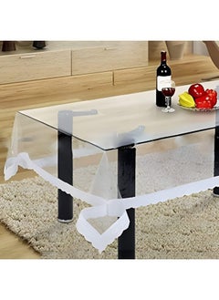 Kuber Industries Kuber Industries Center Table Cover for 4 Seater | PVC Golden Lace Tea Table Cover | Center Table Cloth for Living Room | Hall | CTC | 40x60 | White  - Image 1