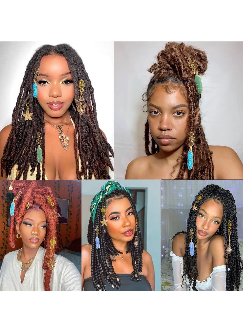 SYOSI Hair Beads Jewelry, 129Pcs Hair Jewelry for Braids, Dreadlock Jewelry Hair Crystals for Locs Beads Braid Accessories Hair Jewels for Braids Hair Beads for Braids, Women Hair Crystals for Locs - Image 2