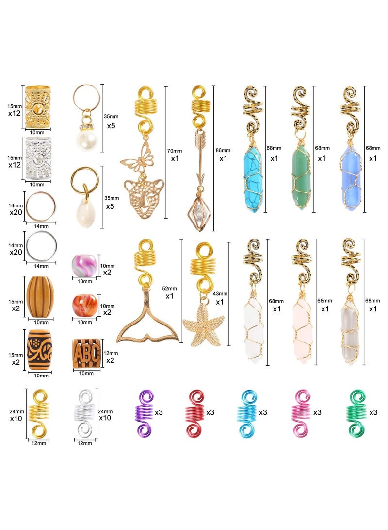 SYOSI Hair Beads Jewelry, 129Pcs Hair Jewelry for Braids, Dreadlock Jewelry Hair Crystals for Locs Beads Braid Accessories Hair Jewels for Braids Hair Beads for Braids, Women Hair Crystals for Locs - Image 3