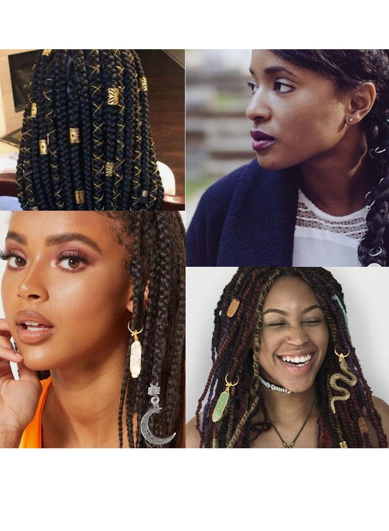 SYOSI Hair Beads Jewelry, 129Pcs Hair Jewelry for Braids, Dreadlock Jewelry Hair Crystals for Locs Beads Braid Accessories Hair Jewels for Braids Hair Beads for Braids, Women Hair Crystals for Locs - Image 4