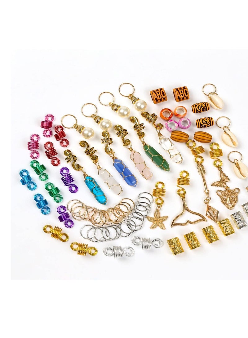 SYOSI Hair Beads Jewelry, 129Pcs Hair Jewelry for Braids, Dreadlock Jewelry Hair Crystals for Locs Beads Braid Accessories Hair Jewels for Braids Hair Beads for Braids, Women Hair Crystals for Locs - Image 5