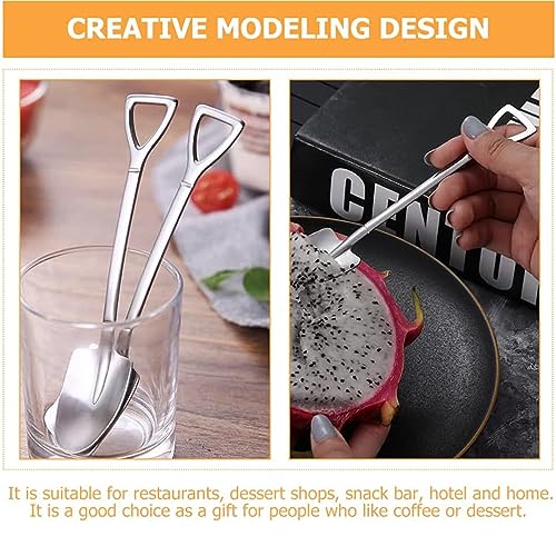 Comicfs 10 Pcs 4.7 Inches Silver Shovel Shape Demitasse Espresso Spoons, Stainless Steel Mini Coffee Spoons Set, Small Spoon for Dessert, Tea, Appetizer, Party Supplies (10 Spoon, Silver) - Image 5