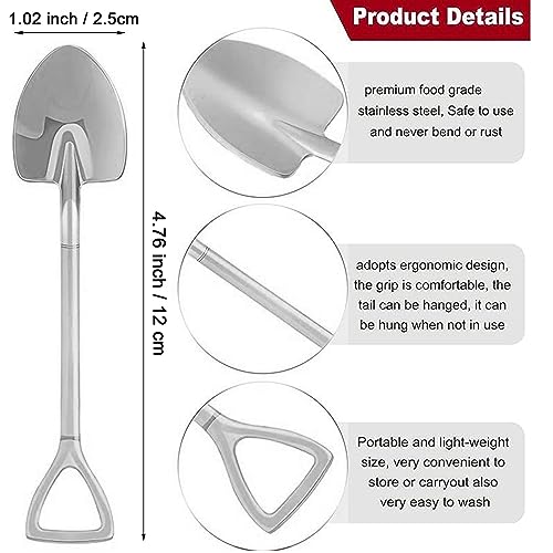 Comicfs 10 Pcs 4.7 Inches Silver Shovel Shape Demitasse Espresso Spoons, Stainless Steel Mini Coffee Spoons Set, Small Spoon for Dessert, Tea, Appetizer, Party Supplies (10 Spoon, Silver) - Image 2