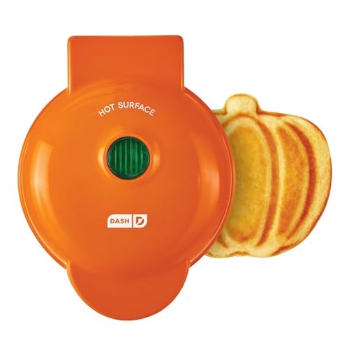 DASH DMWP001OR Mini Maker for Individual Waffles, Hash Browns, Keto Chaffles with Easy to Clean, Non-Stick Surfaces, 4 Inch, Orange Pumpkin - Image 1