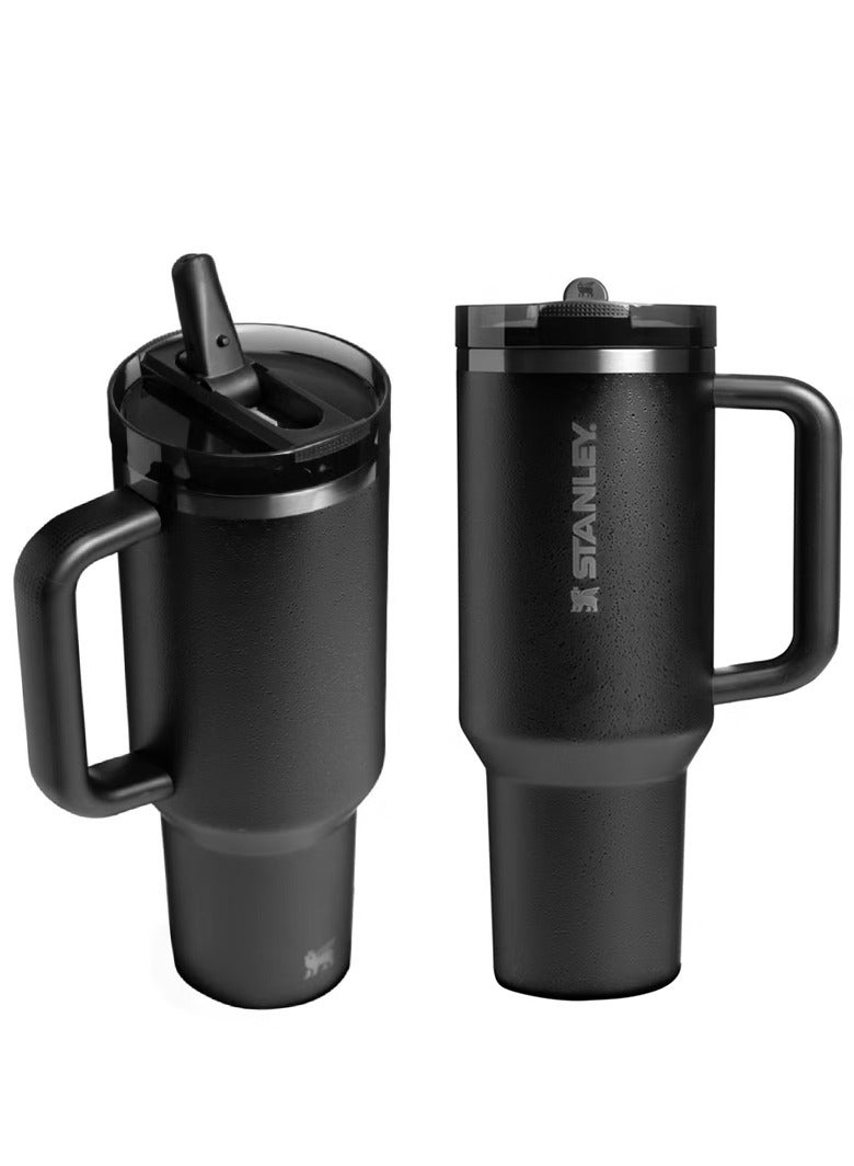 Stanley 40oz Stanley Cup Rose Quencher ProTour Flip Straw Tumbler - Stainless Steel Vacuum Insulated Travel Mug, BPA Free & Car Cup Holder Compatible Water, Iced Tea, Coffee, Smoothies, Premium Eco-Friendly Gifts - Black - Image 1