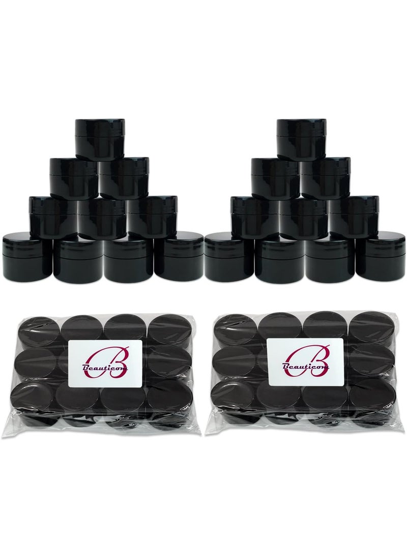 Beauticom Beauticom 24 Pieces 7G/7ML (0.25oz) BLACK Sturdy Thick Double Wall Plastic Container Jar with Foam Lined Lid for Pills, Medication, Ointments and Other Beauty and Health Aids - BPA Free 