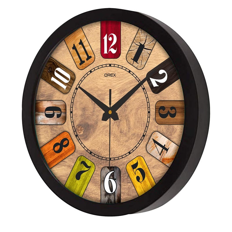 OREX Plastic Stylish 12 Inches Round Shape Analog Clock For Home, Living Room, Bedroom Kitchen, Office, Kids Room, Shop, School., Multicolour - Image 2
