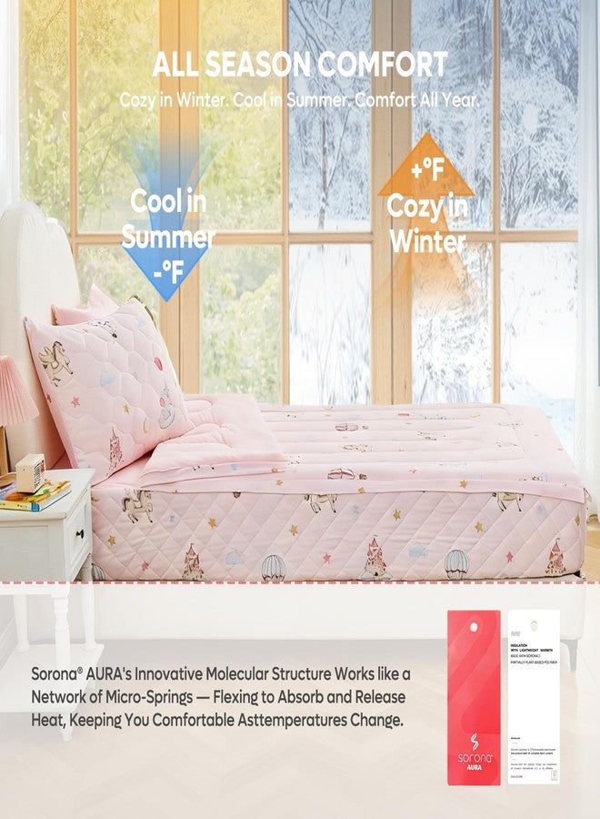 Bestier Twin Size 3Pcs Kids Comforter Sets, Zipper Bedding Set for Girls, Kids Bedding Set Cartoon Comforter for Kid, Zipper Bedding Double Certified - CPC and OEKO-TEX100, (Light Pink, Twin) - Image 4