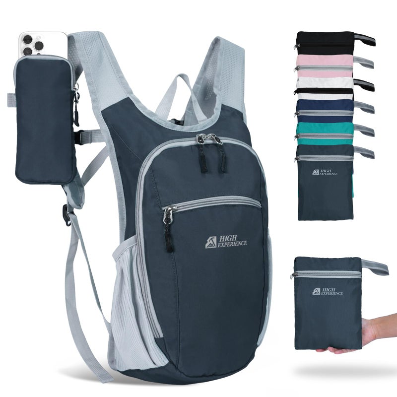 HIGH EXPERIENCE Hiking Backpack 10L/15L Small Daypack Lightweight Packable Travel Foldable Water Resistan for Women Men (Gray, 10L) - Image 1