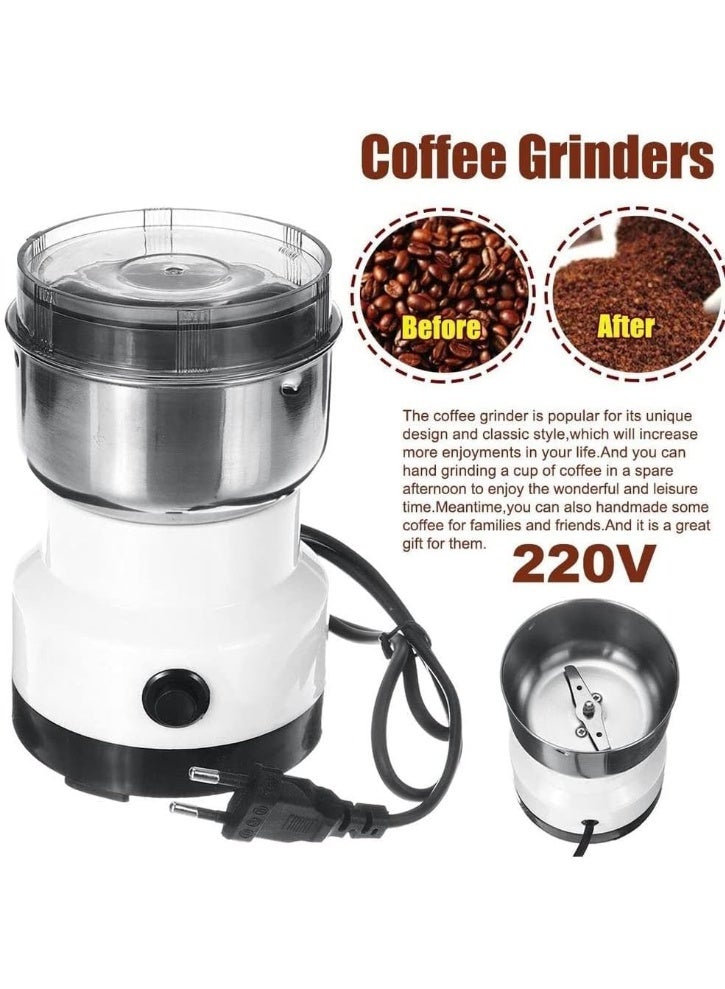 DKH Electric Coffee Grinder, 200W, 350ml Capacity, Stainless Steel Blades, White - Image 4