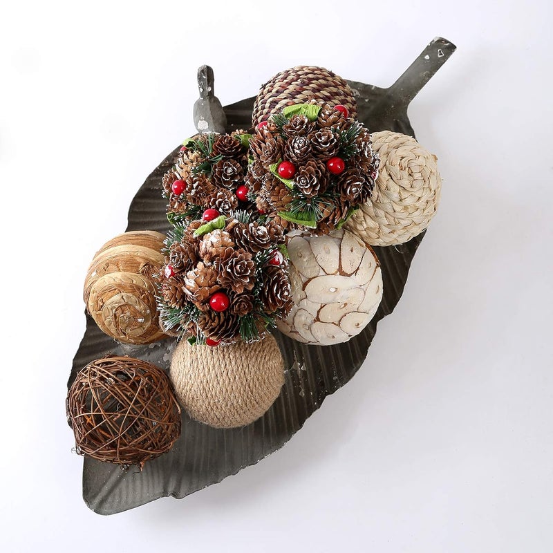 CIR OASES 9pcs 3.5Inch Christmas Decorative Ball Orb Rattan Ball Rattan Woven Orbs Spherical Bowl and Vase Filler for Home Party Wedding Display Decor Props - Image 4